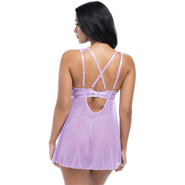 Stassi Soft Cup Lace Babydoll w/ G-String 75-11932, Lavendula