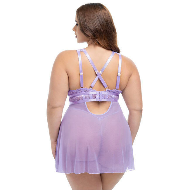 Stassi Soft Cup Lace Babydoll w/ G-String 75-11932, Lavendula