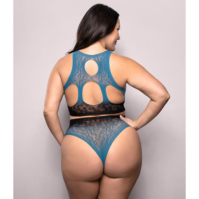 Deep Dive Ombre Top and Panty Set V819, Blue/Black