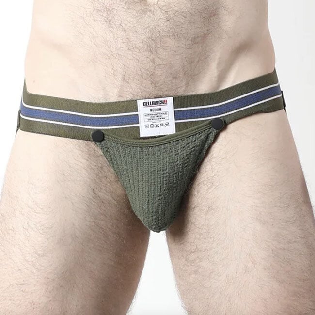 Tight End Snap-Up Jockstrap CBU356, Army Green