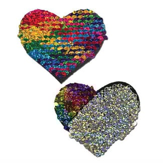 Color Changing Rainbow Flip Sequins Heart Pasties