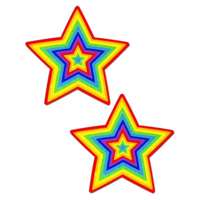 Glitter Pumping Star Pasties Rainbow