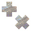 Shattered Glass Disco Ball Glitter White Cross Nipple Pasties