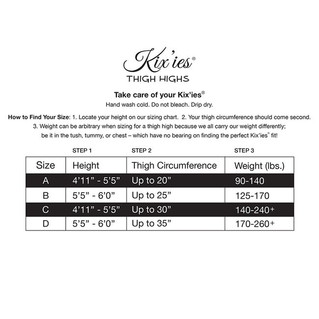 Kix'ies Dana Lynn Ribbed Opaque Thigh High, Black