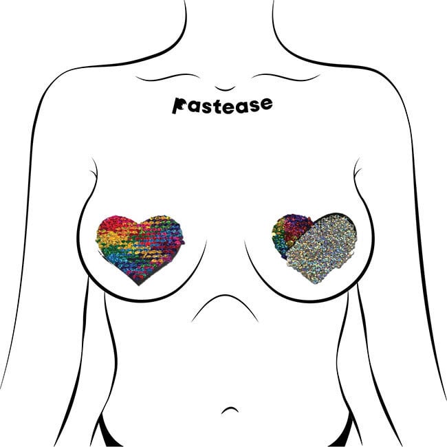 Color Changing Rainbow Flip Sequins Heart Pasties