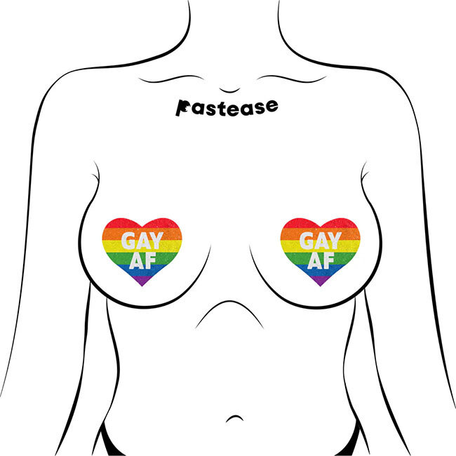 Gay AF Rainbow Heart Pasties