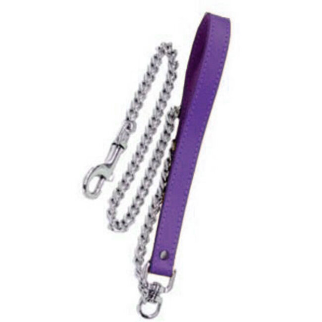 30 inch Chain Leash with Leather Loop, Purple