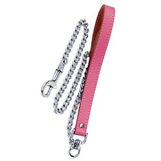 30 inch Chain Leash with Leather Loop, Pink