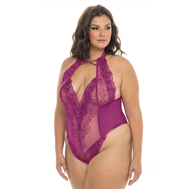 Abrielle Embroidered Teddy 52-11666, Fuchsia