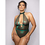 Emerald Shimmer Mesh Halter Teddy, Green