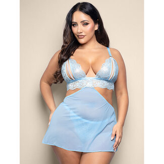 Opulence Bralette, Detachable Skirt and G-string 2640, Light Blue