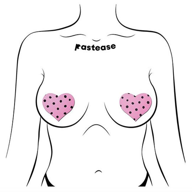 Heart w/ Polka Dot Pasties, Pink/Black