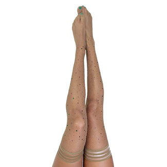 Kix'ies Tan Rhinestone Mardi Gras Thigh High