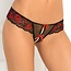 Crotchless Lace Thong with Bows 1028, Red