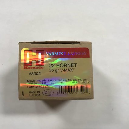 Hornady 22 hornet 35 gr v-max varmint express