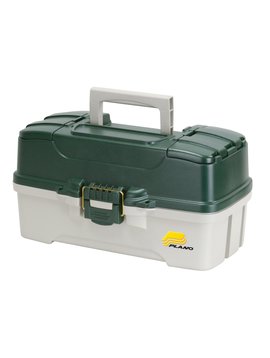 Plano 3 Tray Tackle Box - DkGreen Met./Off White
