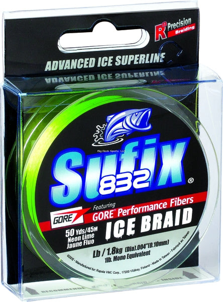 Sufix 832 Ice Braid 6lb 50yd Neon - Jo-Brook Outdoors