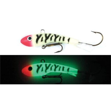 Moonshine Lures Shiver Minnow Glow Bloody Nose Sz0