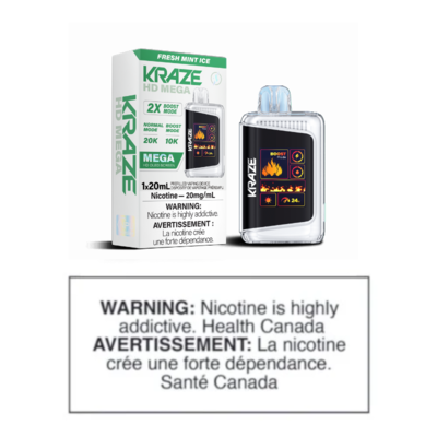 KRAZE HD MEGA DISPOSABLE - FRESH MINT ICE (CLEARANCE)