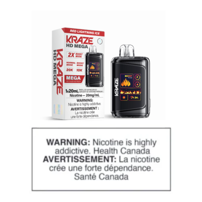 KRAZE HD MEGA DISPOSABLE - RED LIGHTNING ICE (CLEARANCE)