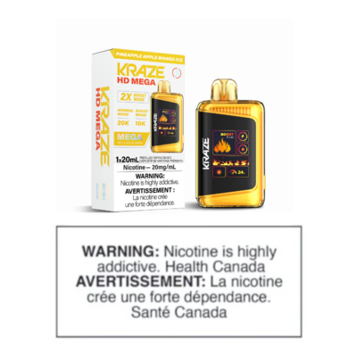 KRAZE HD MEGA DISPOSABLE - PINEAPPLE APPLE MANGO ICE