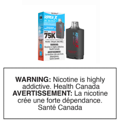 RIPPER X 75K POD - SOUR BLUE RAZZ PATCHY ICE