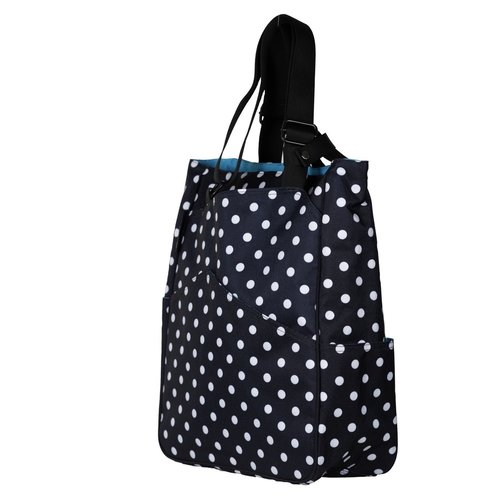 Maggie Mather Tennis Tote Blk/Wh Polka Dot