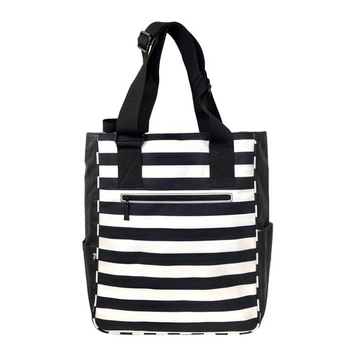 Maggie Mather Original Tennis Tote Black & Coconut Stripes