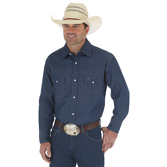 WRANGLER WRANGLER DENIM WESTERN WORK SHIRT