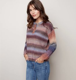 CHARLIE B CHARLIE B PULL OVER OMBRÉ  STRIPE SWEATER
