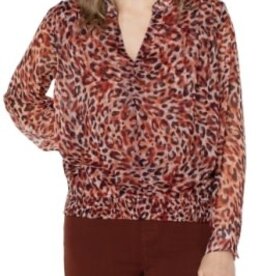 LIVERPOOL LIVERPOOL WINE CHEETAH PRNT BLOUSE