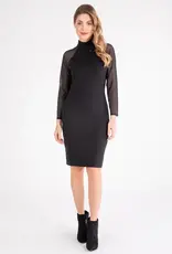 ISLE ISLE BLK DRESS W/MESH SLEEVE