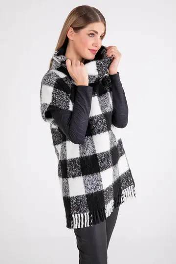 ISLE ISLE BLK/WHT BUFFALO PLAID TUNIC