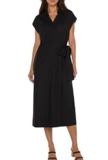 LIVERPOOL LIVERPOOL BLK COLLARED WRAP DRESS