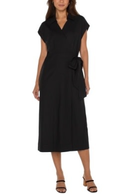 LIVERPOOL LIVERPOOL BLK COLLARED WRAP DRESS