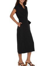 LIVERPOOL LIVERPOOL BLK COLLARED WRAP DRESS