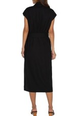 LIVERPOOL LIVERPOOL BLK COLLARED WRAP DRESS