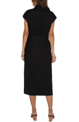 LIVERPOOL LIVERPOOL BLK COLLARED WRAP DRESS