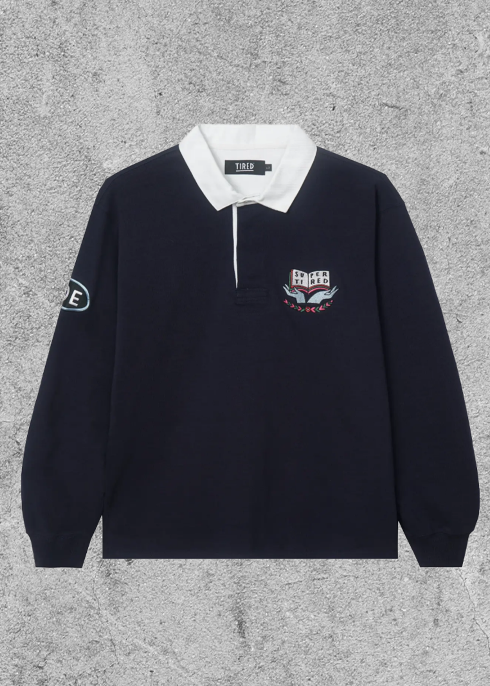 TIRED SKATEBOARDS TIRED SCHOLER RUGBY L/S - NAVY