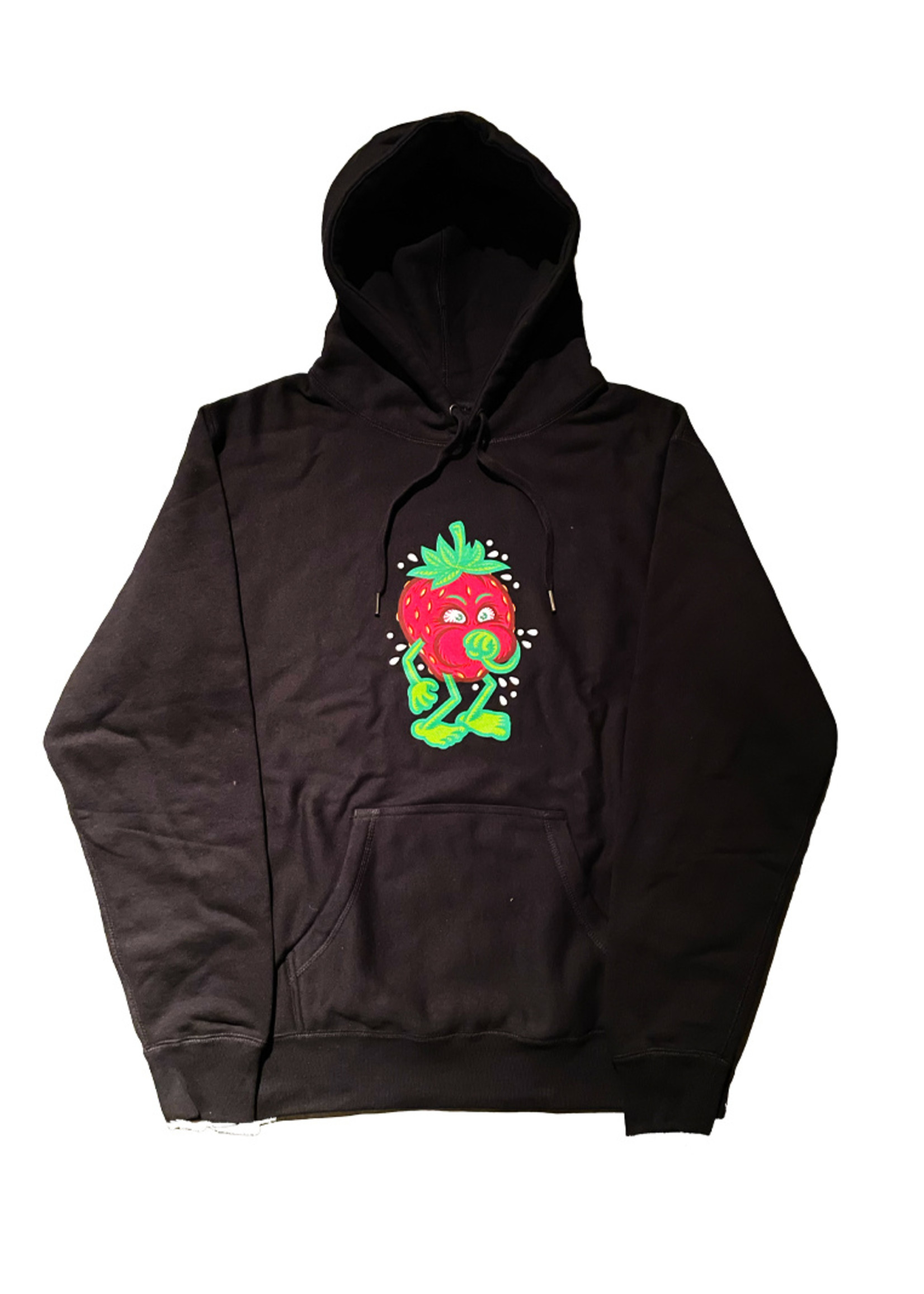 FAMILIA SKATESHOP STRAWBERRY COUGH HEAVYWEIGHT HOODIE - BLACK ( ONLINE ONLY )