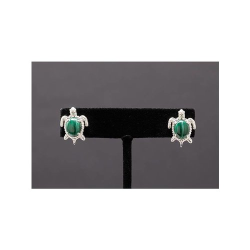 Nautilus Jewelry NAUTILUS JEWELRY MALACHITE CABOCHONS TURTLE EARRINGS SILVER Nautilus Jewelry NAUTILUS JEWELRY MALACHITE CABOCHONS TURTLE EARRINGS SILVER