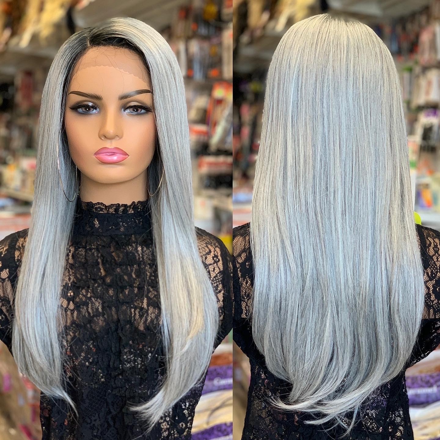 Silver gray lace front wig - Lanniebeauty.com