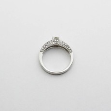 American Jewelry 18k White Gold & Platinum 1.25ctw Diamond Engagement Ring with .95ct Emerald Cut Center (I/VS1 GIA) & .30ctw Pave' Set Round Brilliant Diamonds (Size 7)