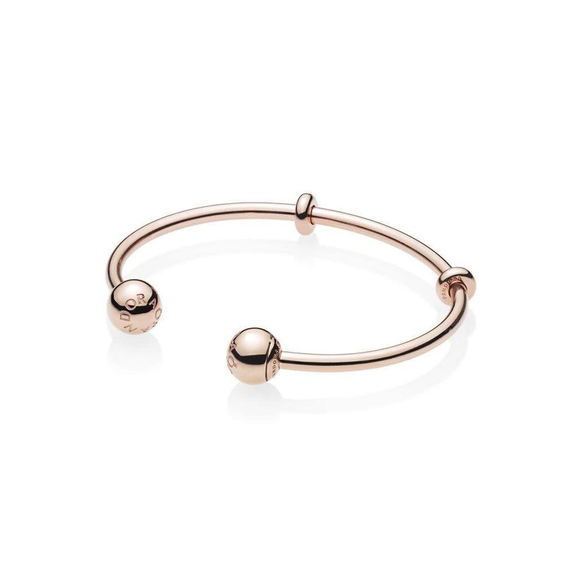 Pandora PANDORA Rose Open Bangle, PANDORA Logo End Caps & Stoppers - 17 cm / 6.9 in