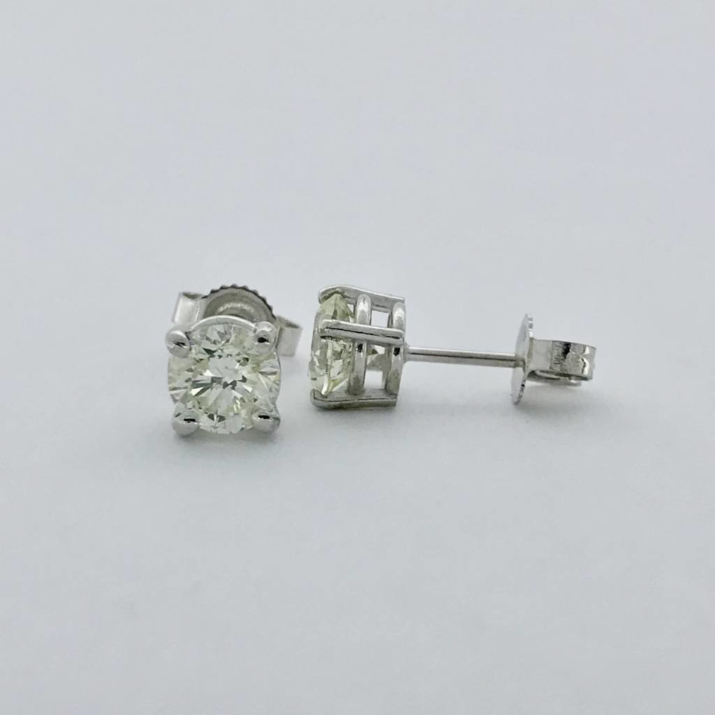 14k White Gold 1.03ctw Diamond Stud Earrings