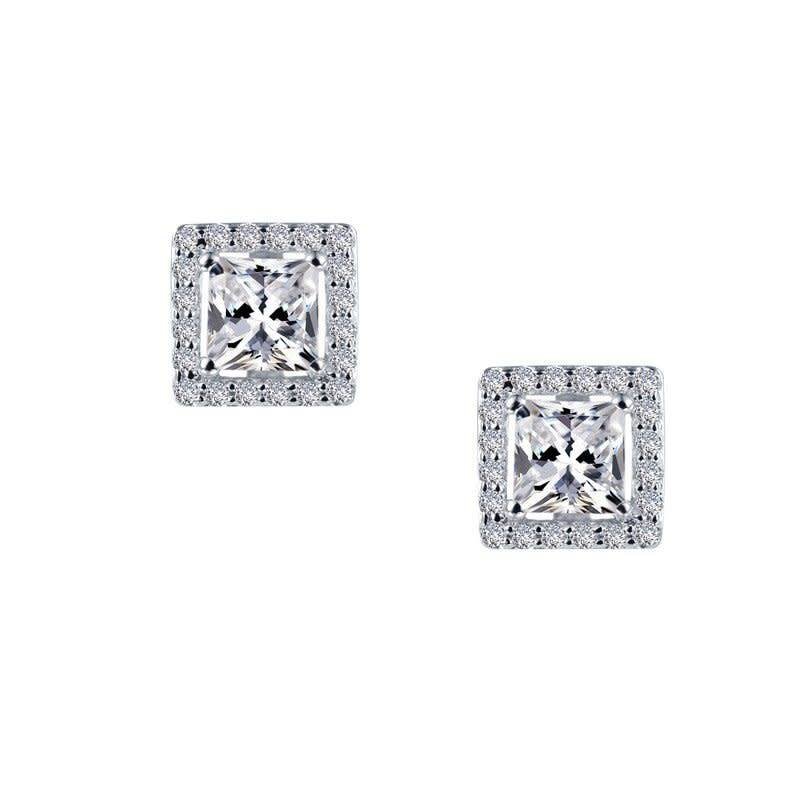 Lafonn Lafonn Sterling Silver 1.52ctw Simulated Diamond Princess Halo Stud Earrings