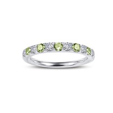 Lafonn Lafonn .51ctw August Birthstone Band, Peridot & Simulated Diamonds, Sterling Silver