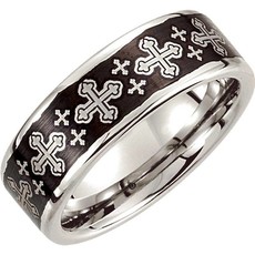 American Jewelry Cobalt Laser Design Crosses Wedding Band