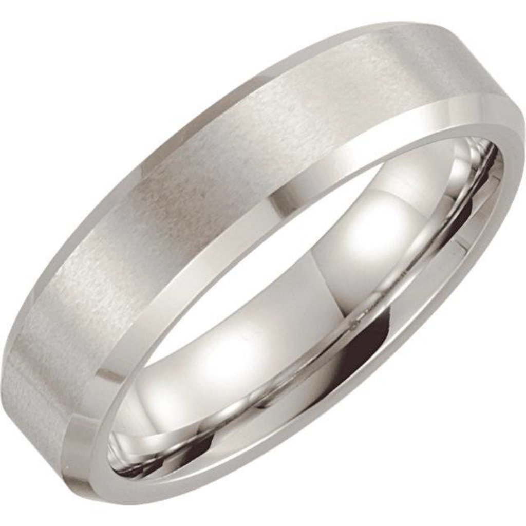 American Jewelry Cobalt Satin Finish w/ Polished Beveled Edge Wedding Band (Size 10)
