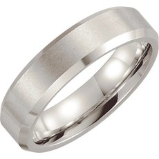 American Jewelry Cobalt Satin Finish w/ Polished Beveled Edge Wedding Band (Size 10)